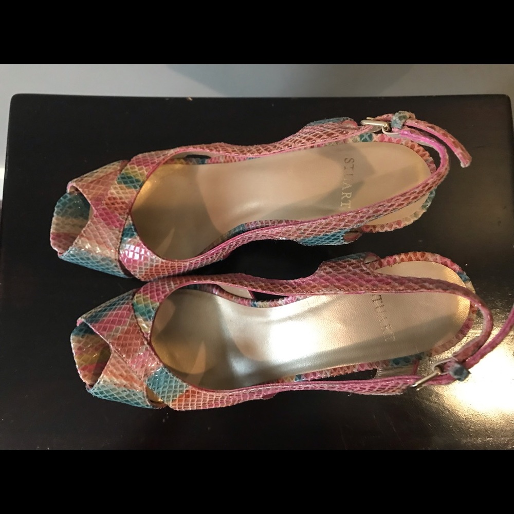 Stuart Blenny Candy Tweed Snake Slingback heels